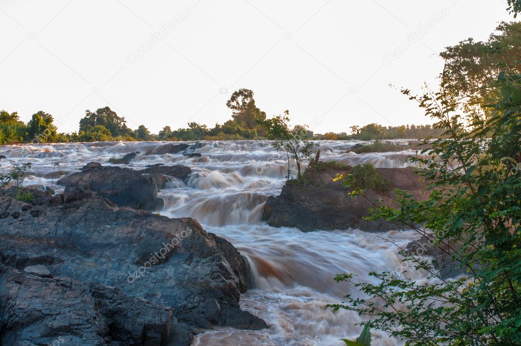 Li Phi Waterfall with SlowSpeed Shutter in Don Khone Champasak Southern Laos