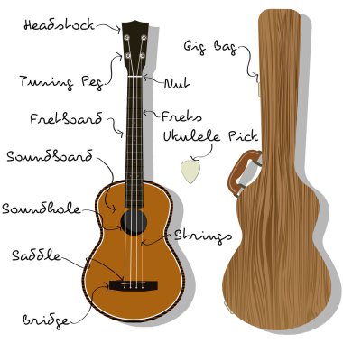 Ukulele parçaları ile konser çanta