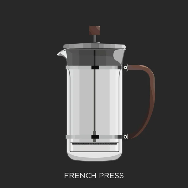 Prensa francesa, Cafetera — Vector de stock