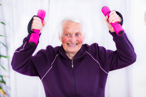 Senior woman training