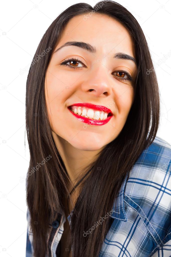 Brunette lady smiling kindly