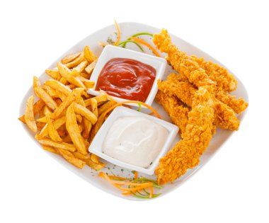 Crispy strips with chips clipart