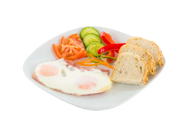 Fried eggs with bread — Stock Photo, Image