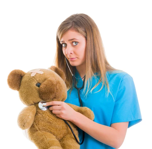 Sympathizing with child patient — Stockfoto