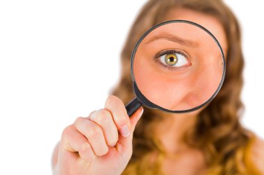 lady holding a magnifying glass clipart