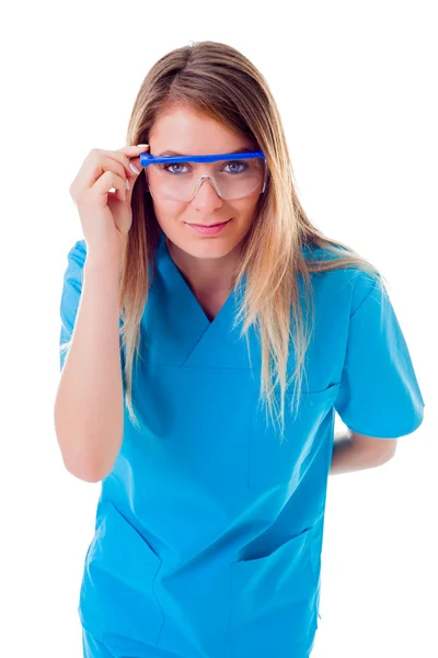 Female researcher with attentive look — Stock Photo, Image