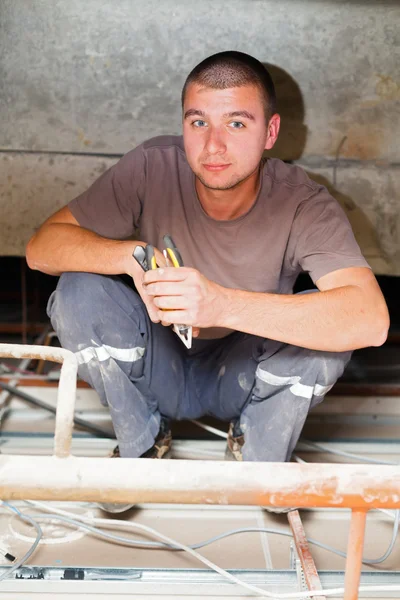 Electrician Installing in House — Stock Photo, Image