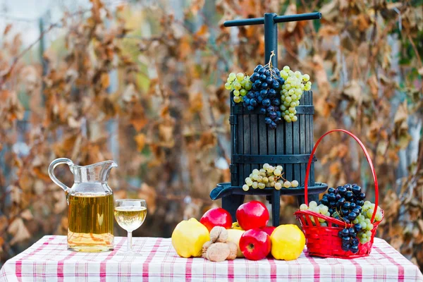 Productie van de wijn op tafel — Stockfoto