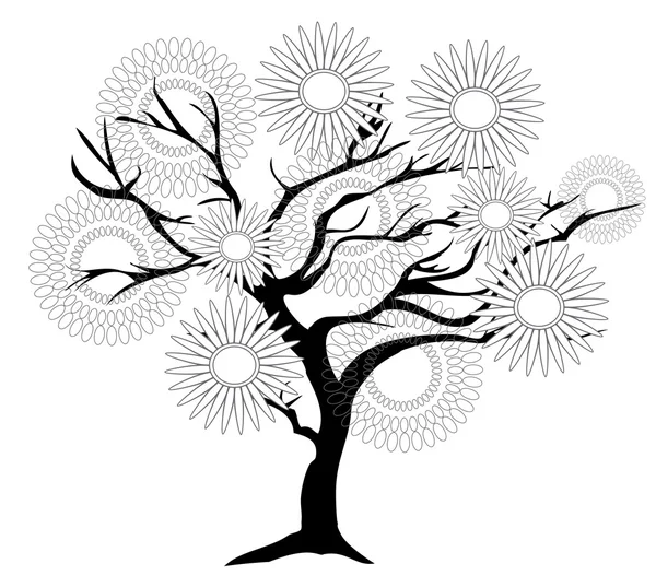 Vintage floral tree — Stock Vector