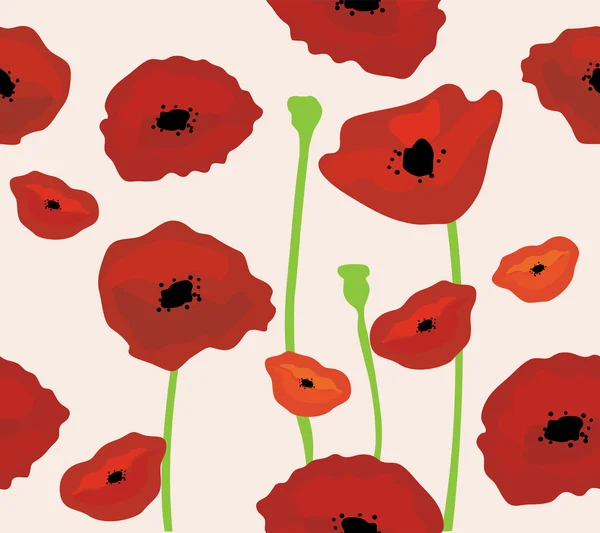 Poppies Seamless Background — Stock Vector