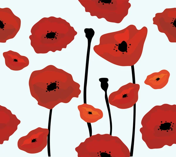 Coquelicots vectoriels fond sans couture — Image vectorielle