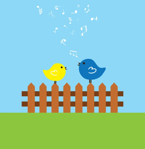 Birds on the fence — Stock Vector