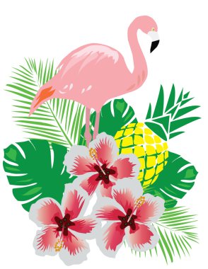 Vektör Flamingo tropikal