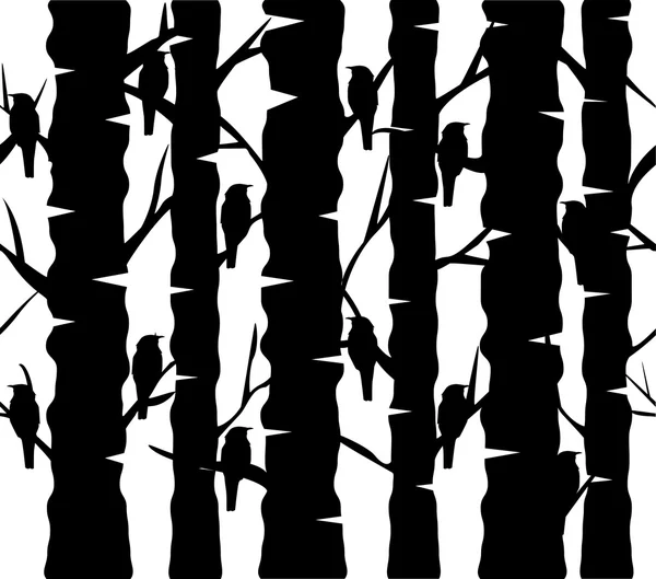 Sfondo albero con uccelli — Vettoriale Stock