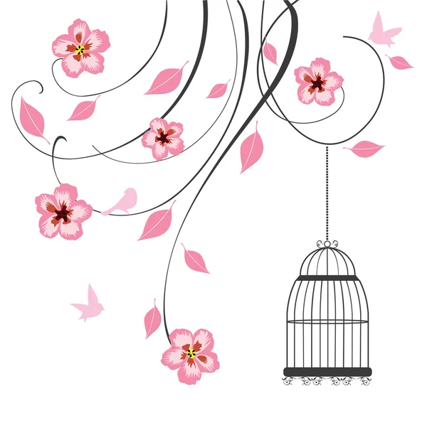 Fond floral avec cage — Image vectorielle