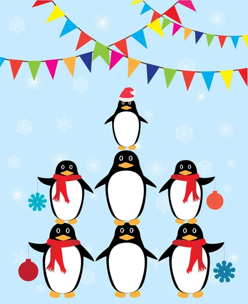 Penguins zimní pozadí — Stockový vektor