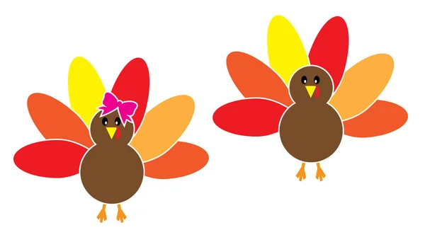 Vector Illustratie Van Een Leuke Thanksgiving Kalkoen — Stockvector