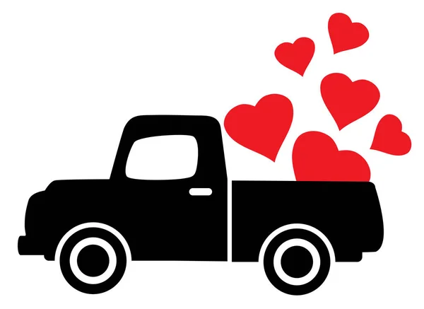 Illustration Vectorielle Camion Saint Valentin Avec Des Coeurs Des Charges — Image vectorielle