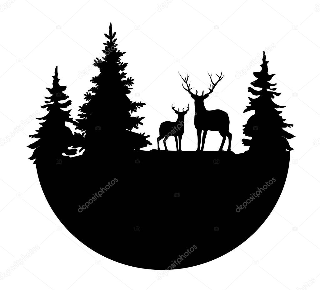 vector illustration of a logo. Forest, deer logo concept.