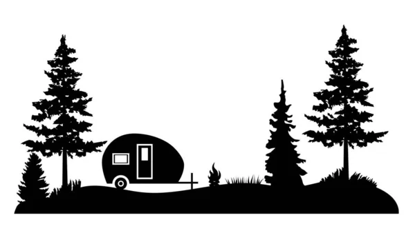 Vector Illustration Camping Background Forest — Stock Vector