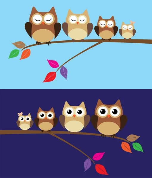 Owl Family — Stock Vector