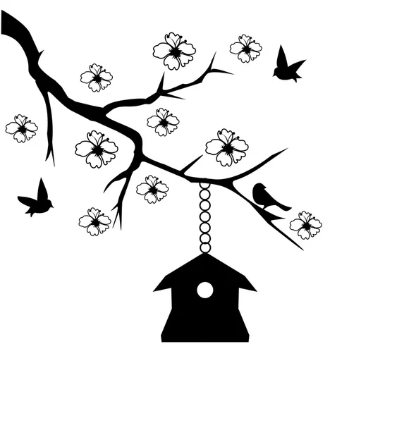 Kuş ağaç — Stok Vektör