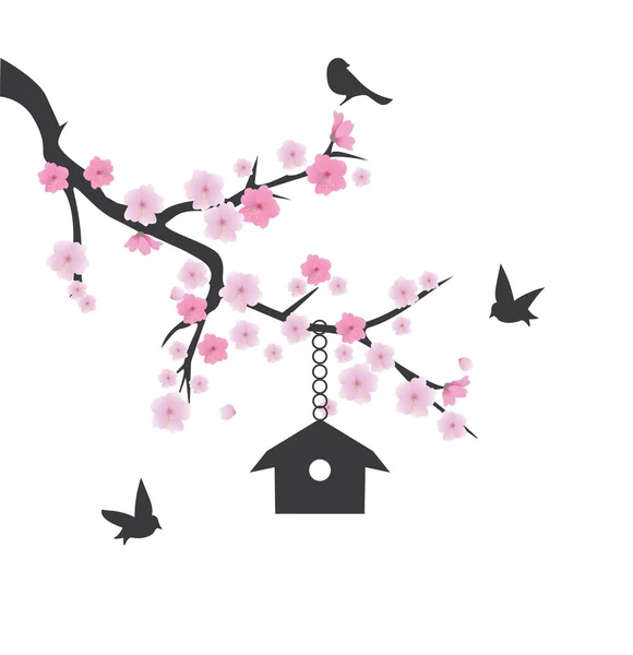 Árbol de aves — Vector de stock