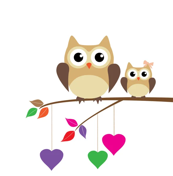 Owl Family — Stock Vector