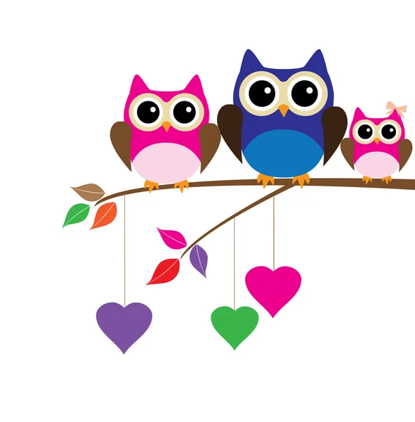 Owl Family — Stock Vector