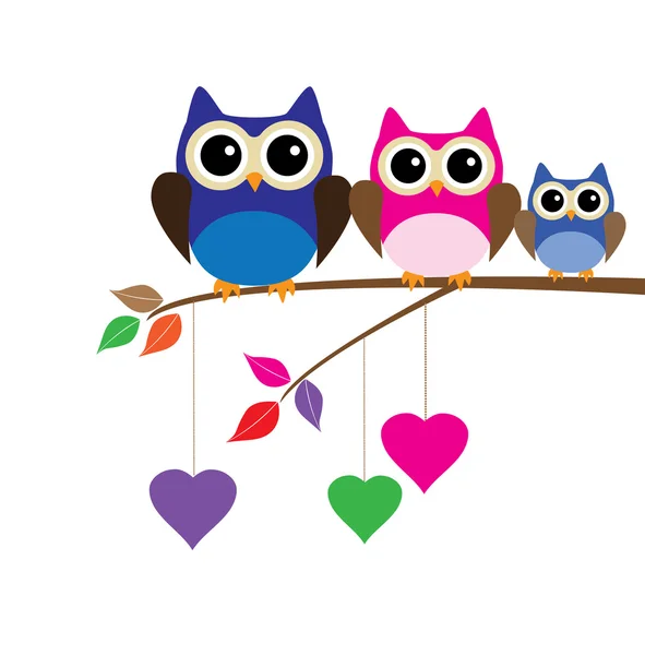 Owl Family — Stock Vector