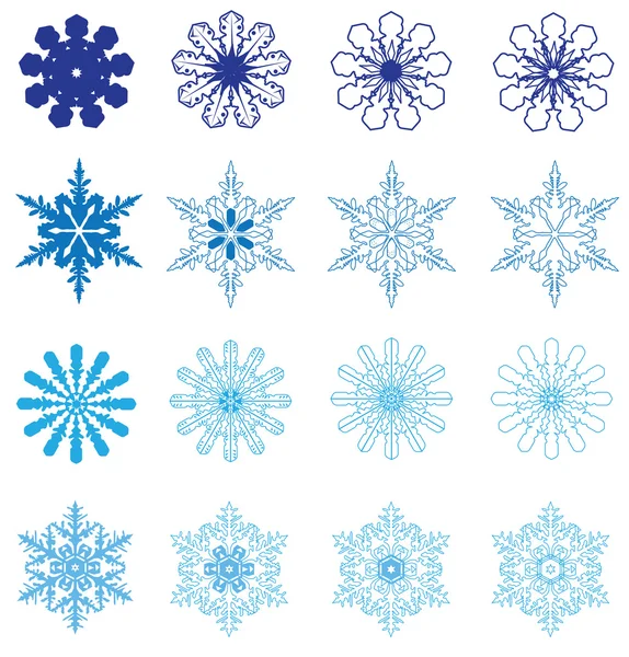 Conjunto de copos de nieve — Vector de stock