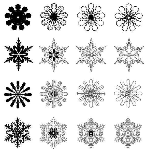 Ensemble de flocons de neige — Image vectorielle