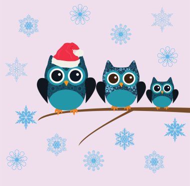 Kış baykuşlar kartı