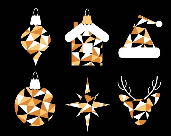 Winterillustration Weihnachtsschmuck Aus Geometrischen Formen — Stockvektor