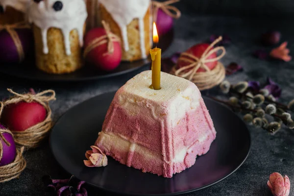 Coalhada Páscoa Prato Ortodoxo Tradicional Para Páscoa Queijo Cereja Páscoa — Fotografia de Stock