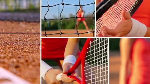 Montage collection of clips showing tennis activetes — Stock Video