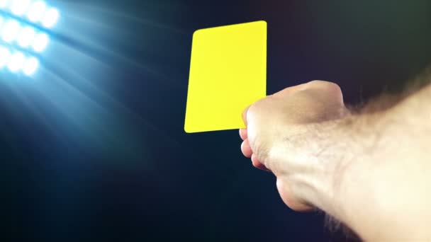 Soccer penalty red and yellow cards on black background — Stock Video