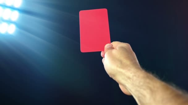 Soccer penalty red cards on black background, slow motion — Stock Video