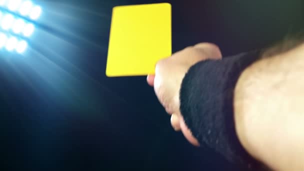 Soccer penalty red and yellow cards on black background — Stock Video