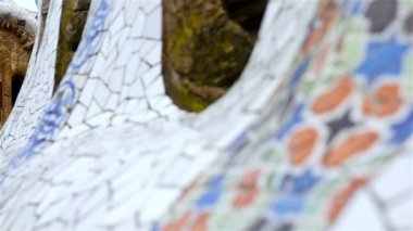 Antoni Gaudi's Park Guell seramik karolar ile ayrıntılar, Barselona, İspanya