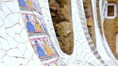 Antoni Gaudi's Park Guell seramik karolar ile ayrıntılar, Barselona, İspanya
