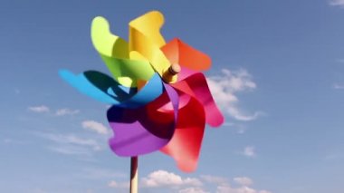 Renkli fırıldak oyuncak mavi gökyüzü karşı