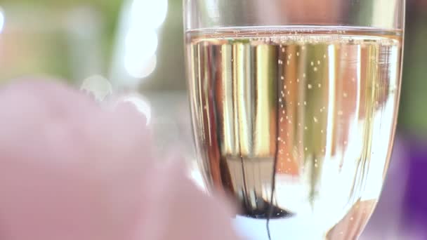 Dekoration och glas med champagne — Stockvideo