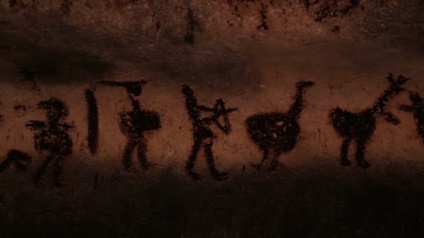 Authentique 7000 years old rock paintings from Magura cave, Bulgaria. Some of the paintings are 7000 years old. — Stock Video