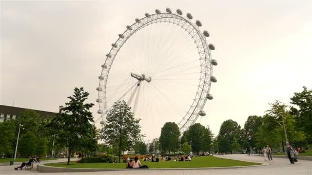 ロンドン ・ アイの近くにある公園に人が時間の経過 — ストック動画