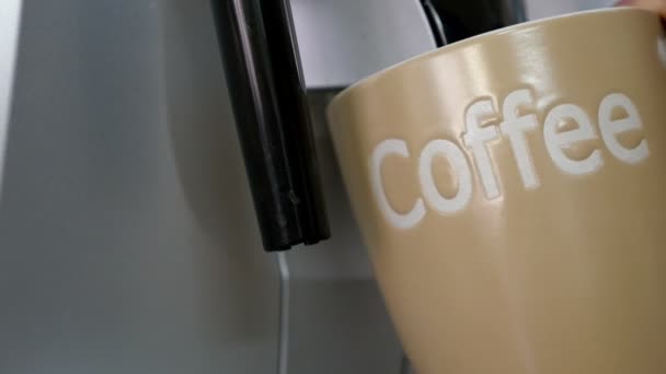 Cafetera llena taza de café — Vídeo de stock