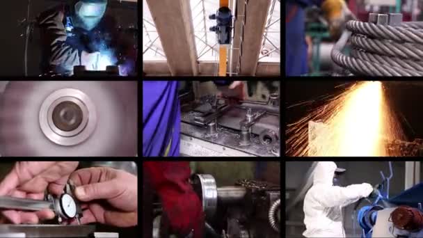 Montage collectie clips werk in de zware industrie tonen — Stockvideo