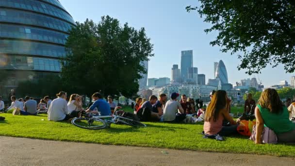 Egyesült Királyság, London - 2015. június 10.: Zár-megjelöl-ból egy turista nő nézett megjelenítése London, Egyesült Királyság — Stock videók