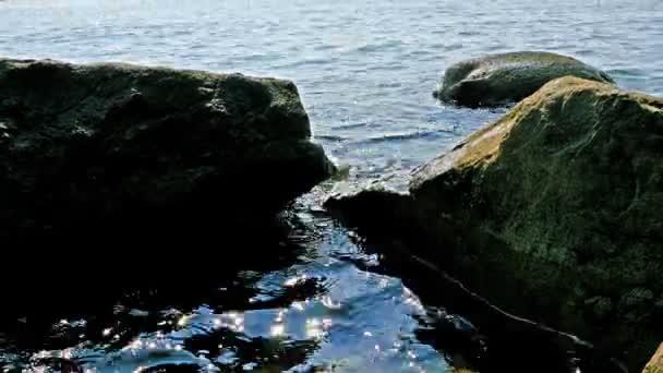 Antecedentes da água do mar rochas marinhas circundantes — Vídeo de Stock