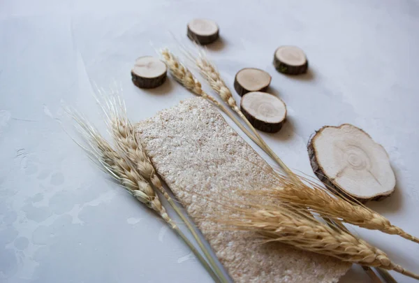 Пшеничные Уши Сером Фоне Здоровая Пища — стоковое фото